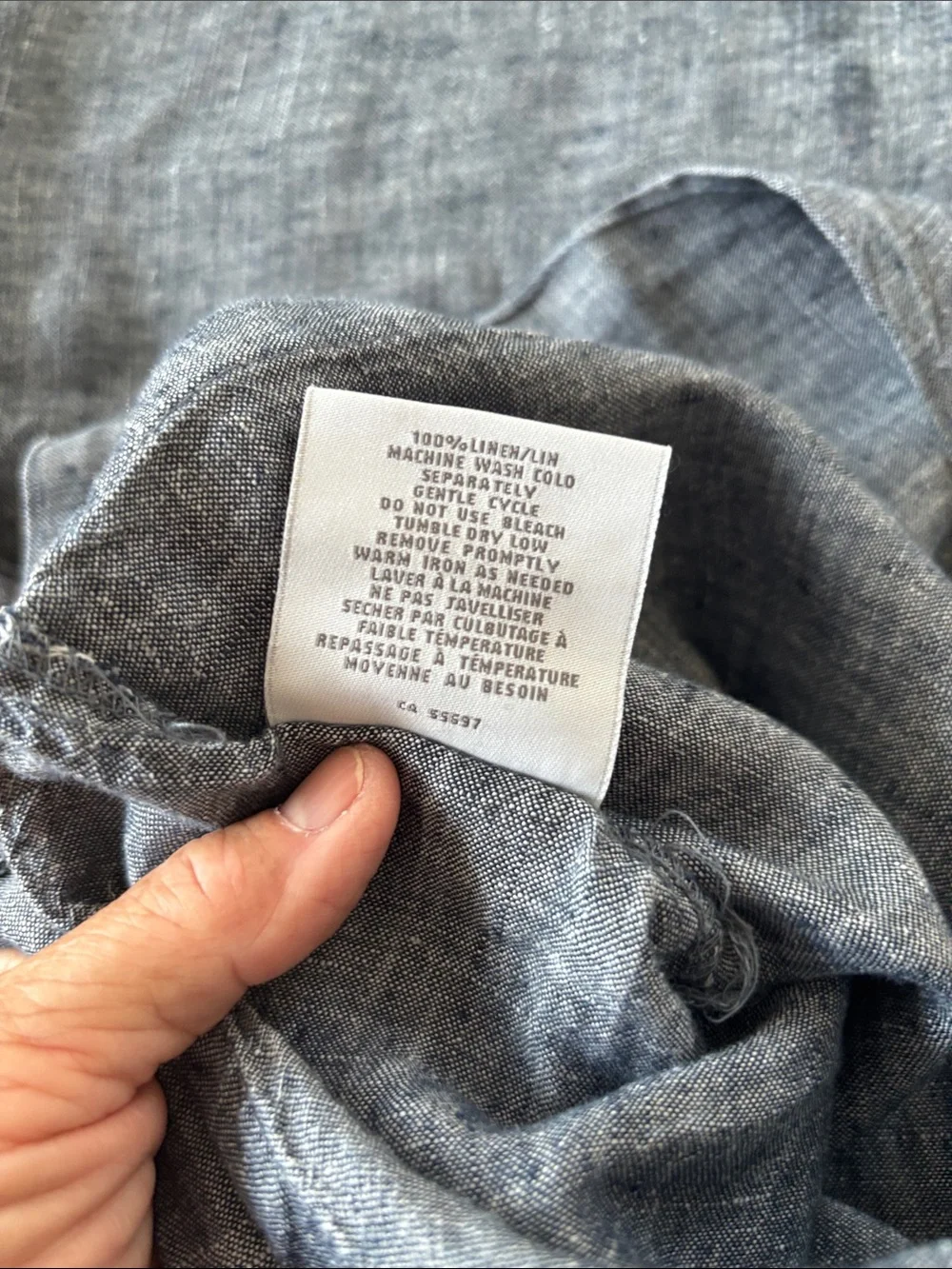 Restoration Hardware 100% linen pillow sham, 39x20”, chambray blue